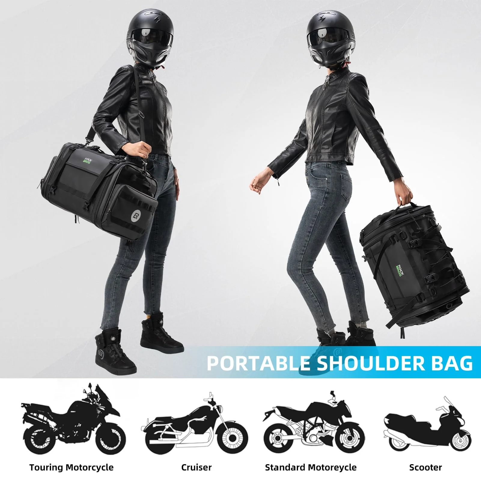 ROCKBROS 50L Expandable Motorcycle Tail Bag with Waterproof Rain Cover - Image 4