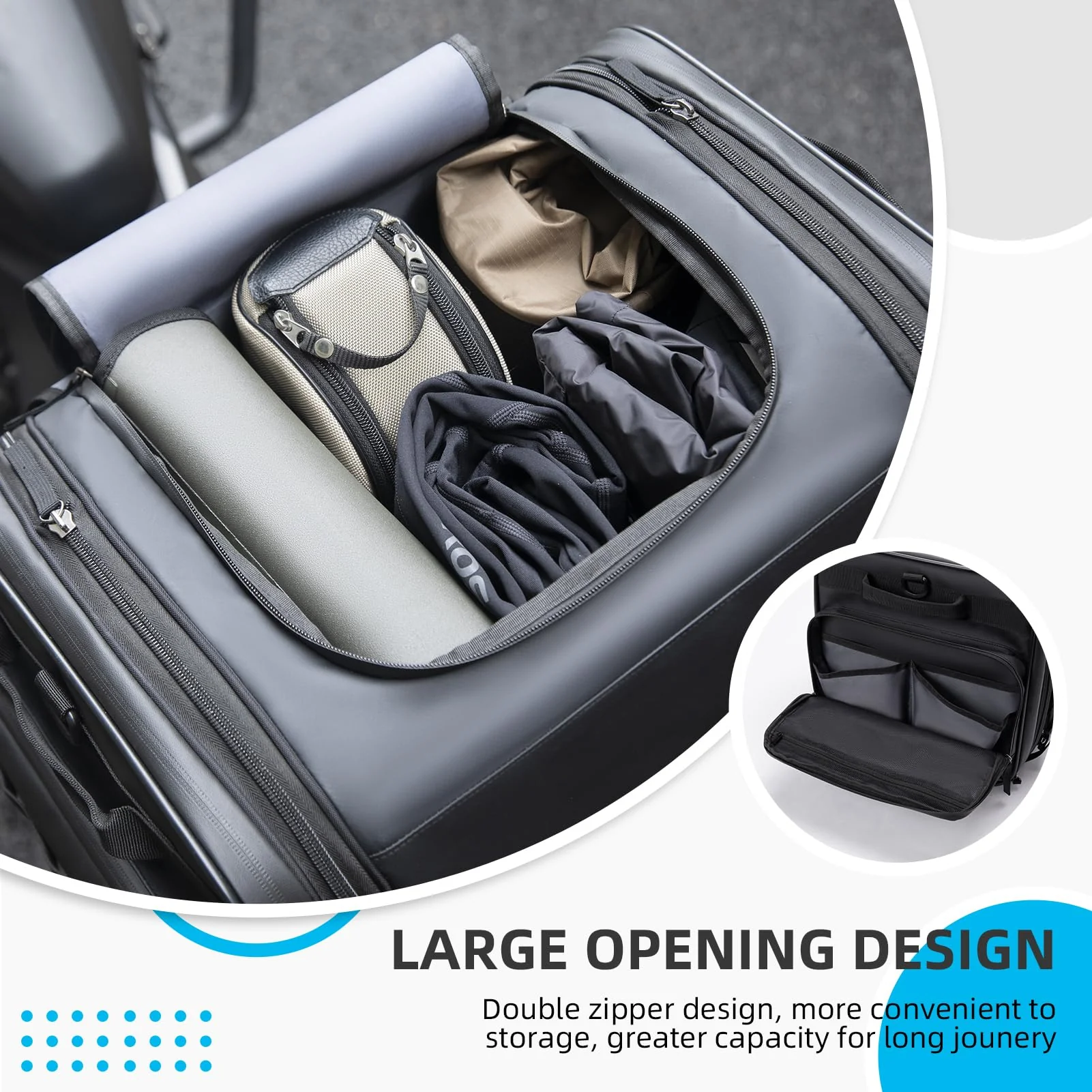 ROCKBROS 50L Expandable Motorcycle Tail Bag with Waterproof Rain Cover - Image 6