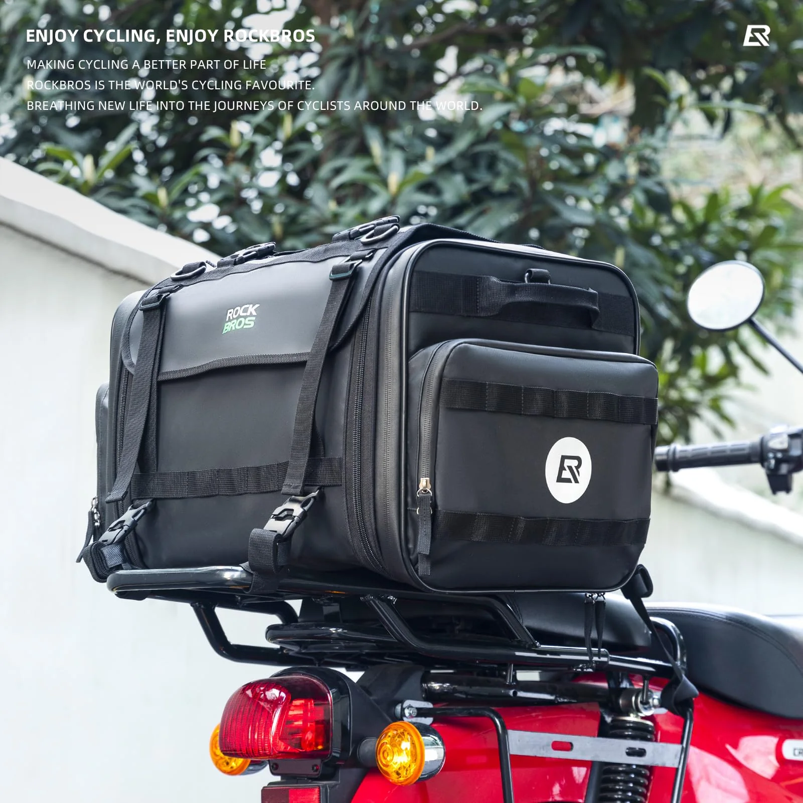 ROCKBROS 50L Expandable Motorcycle Tail Bag with Waterproof Rain Cover - Image 7