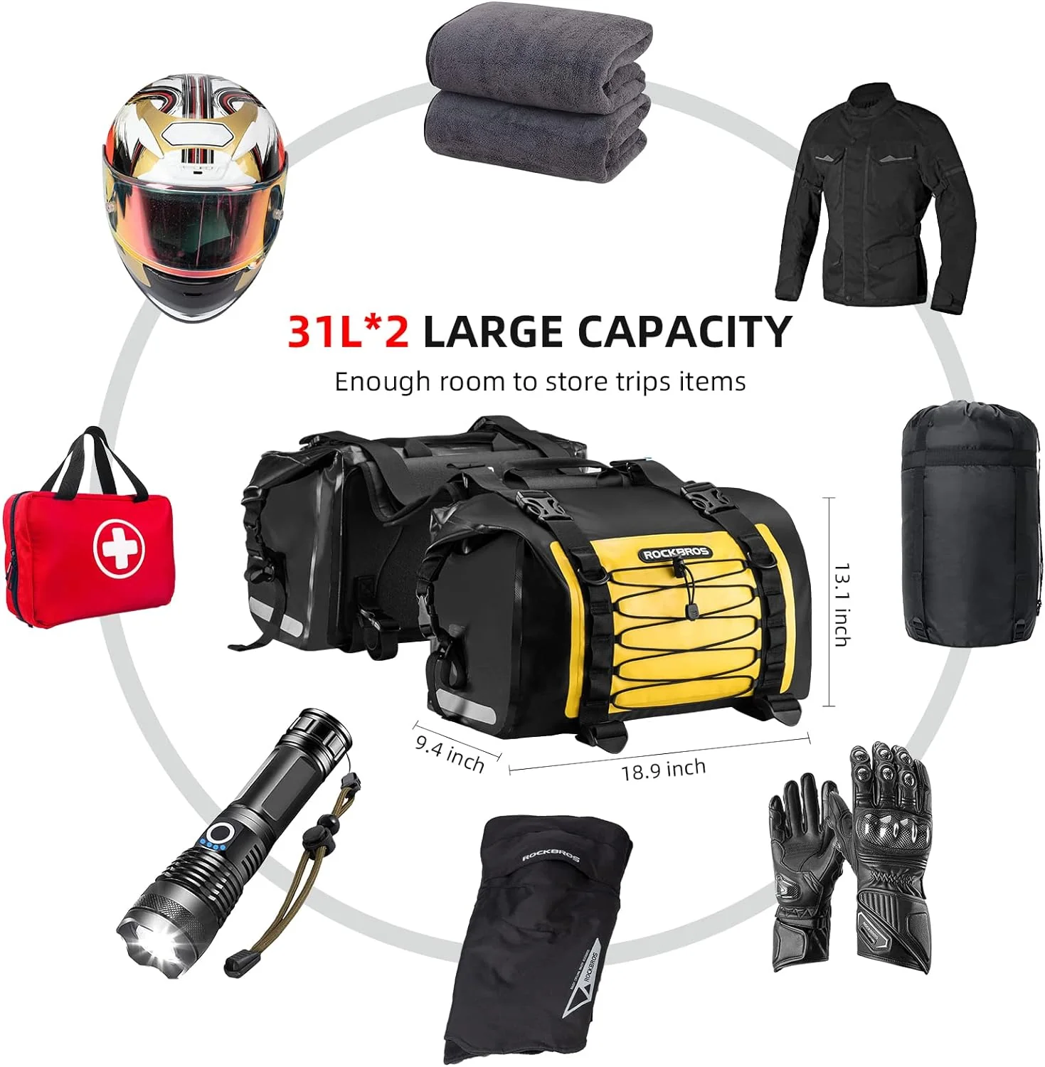 ROCKBROS 60L Waterproof Motorcycle Saddle Bags Durable Removable 2 PCS - Image 10