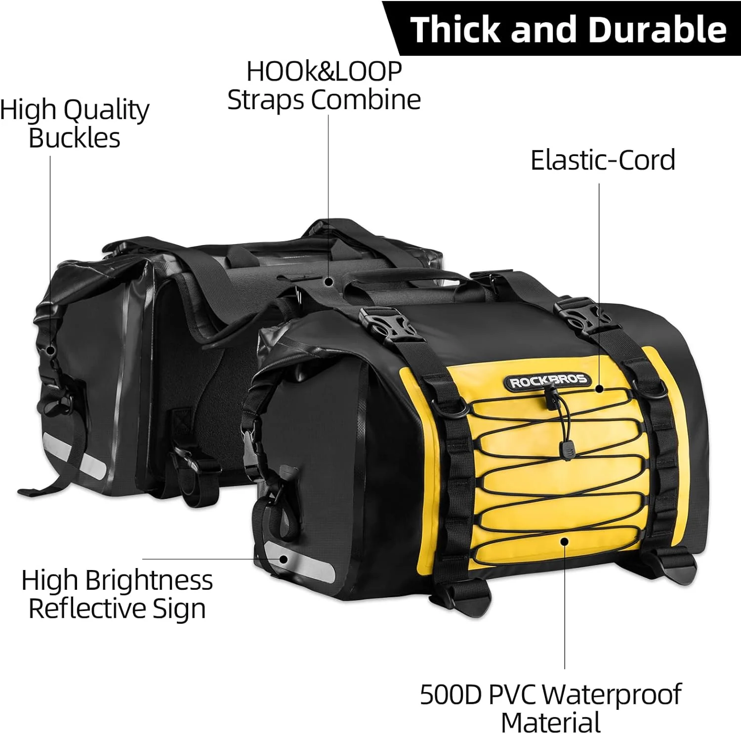 ROCKBROS 60L Waterproof Motorcycle Saddle Bags Durable Removable 2 PCS - Image 9