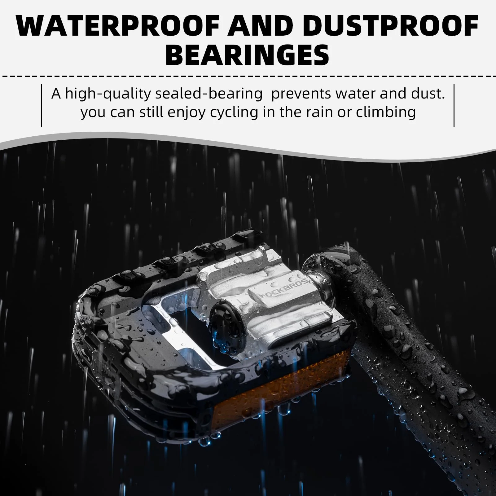 ROCKBROS Aluminum Alloy Foldable Bike Pedals 9/16 with Lightweight Reflective Strips Non-Slip - Image 6