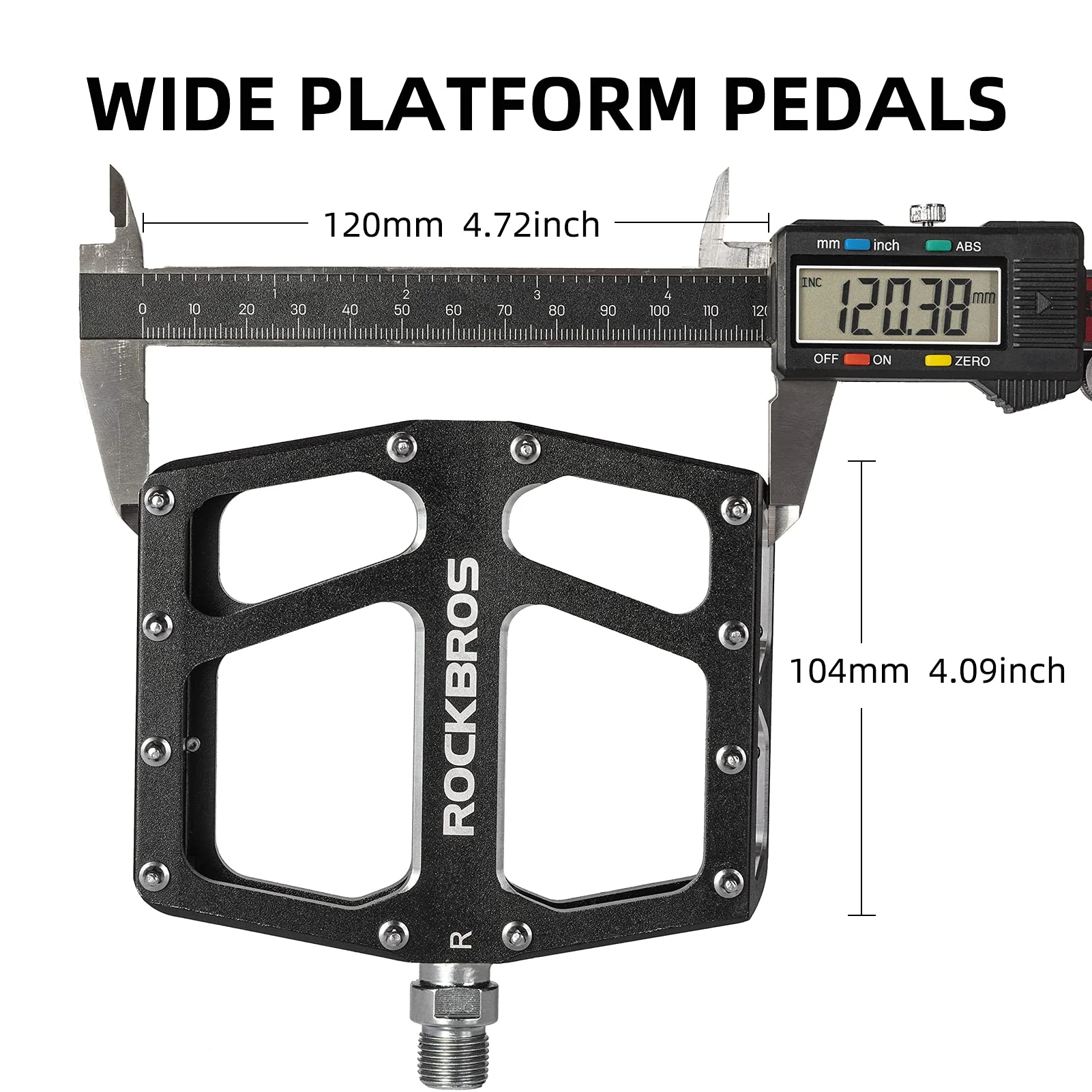 ROCKBROS Aluminum Wide Platform Mountain Bike Pedals with Grippy Pins - Image 3