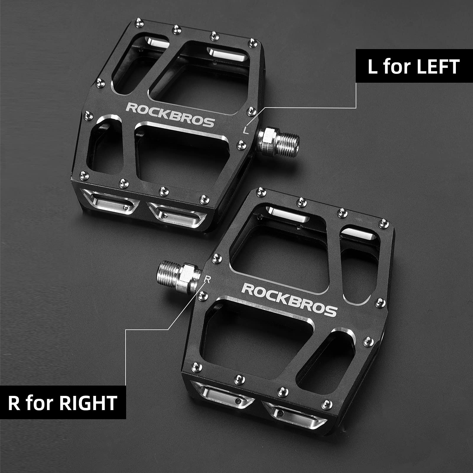ROCKBROS Aluminum Wide Platform Mountain Bike Pedals with Grippy Pins - Image 6