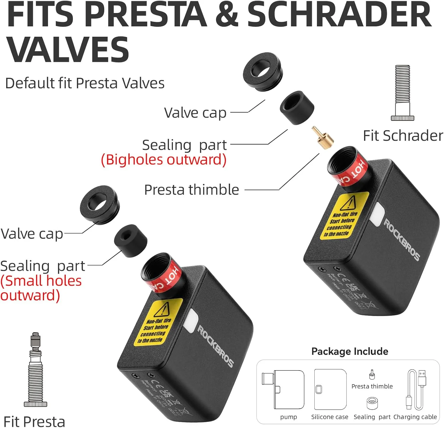 ROCKBROS AS1 Mini Electric Bike Tire Pump 100PSI - Image 4