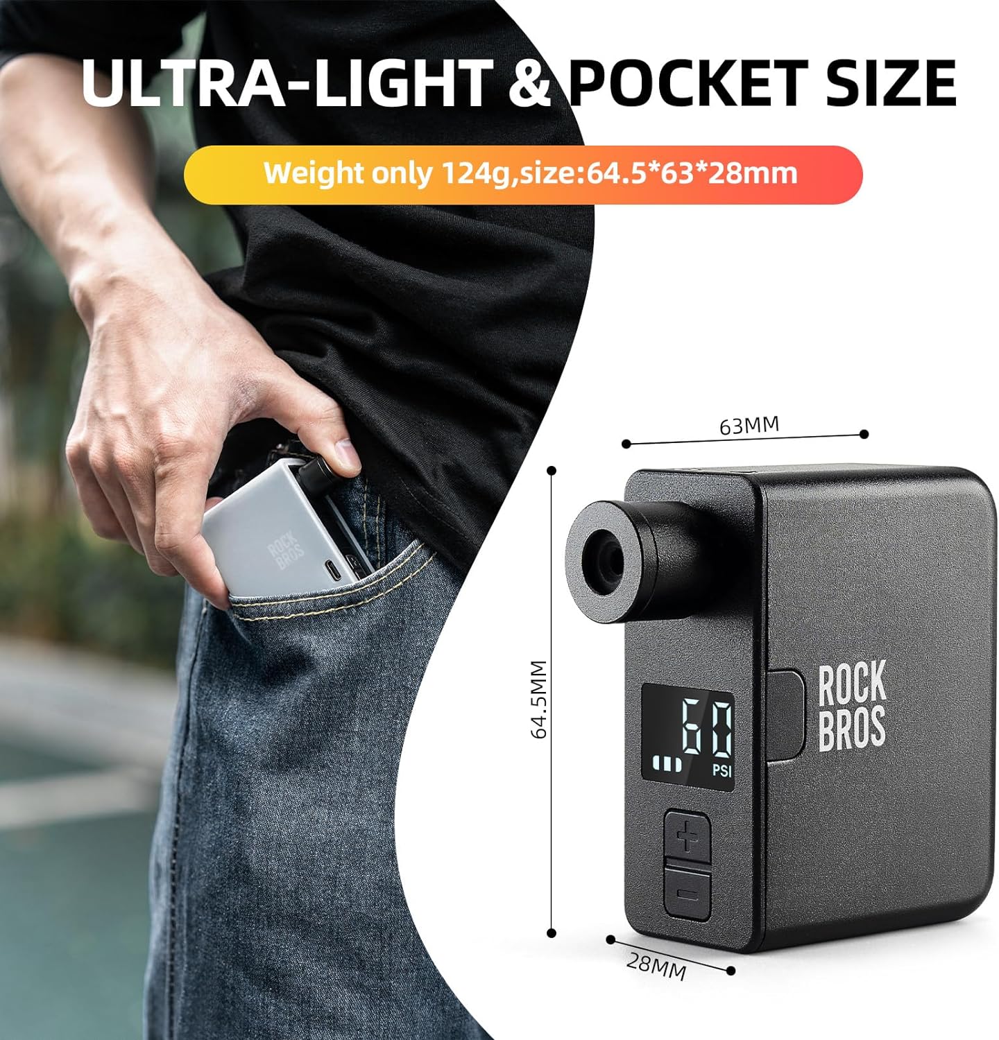 AS1 Pro Mini Electric Air Bike Tire Pump 120PSI - Image 6