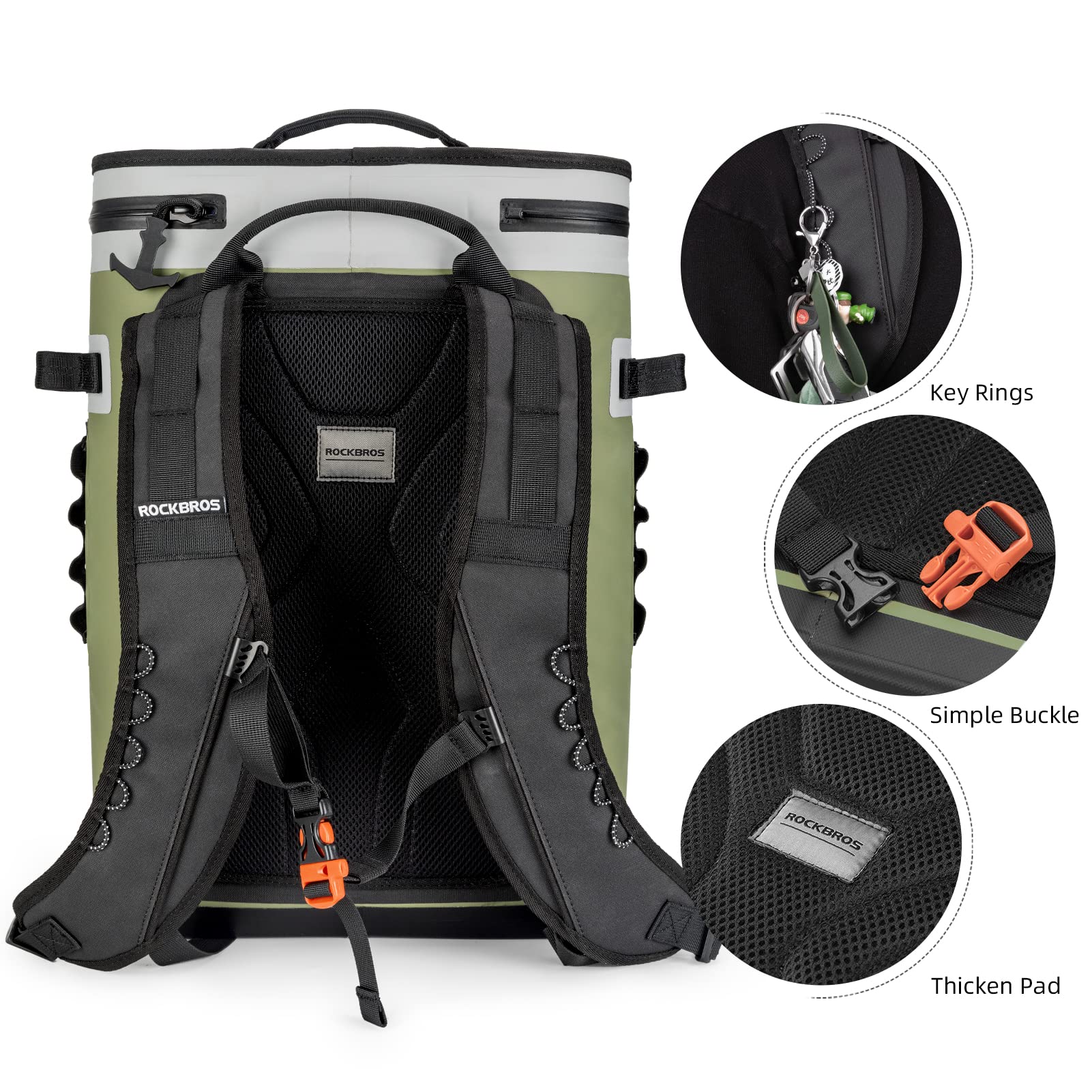 ROCKBROS Soft Cooler Waterproof 36 Can Insulated Leak Proof Soft Backpack - Image 11