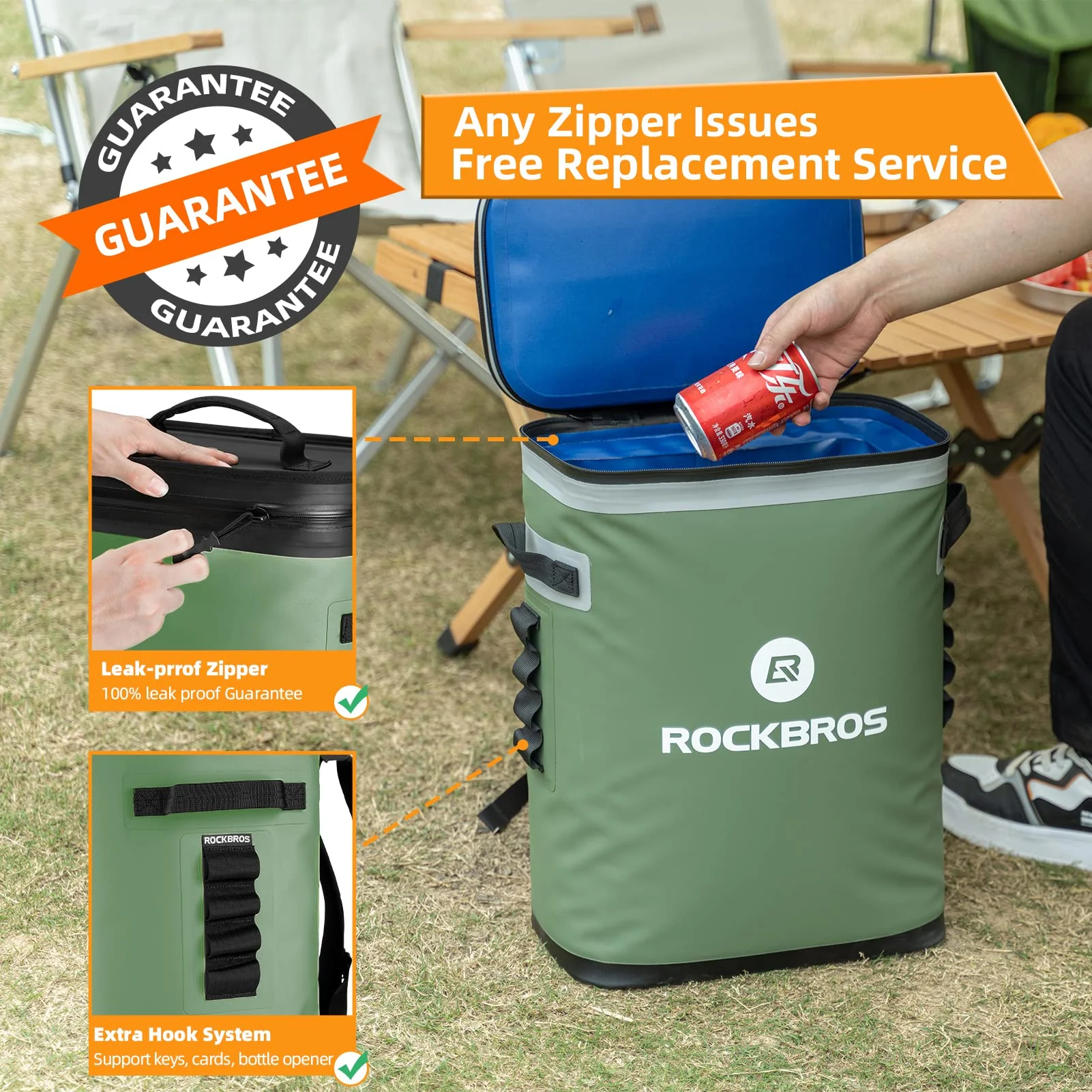 ROCKBROS Soft Cooler Waterproof 36 Can Insulated Leak Proof Soft Backpack - Image 9