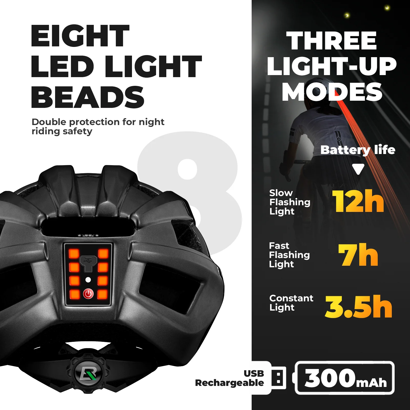 ROCKBROS Bicycle Helmet MTB Road Cycling Rear Light s Integrally-molded EPS+PC Ultralight - Image 8