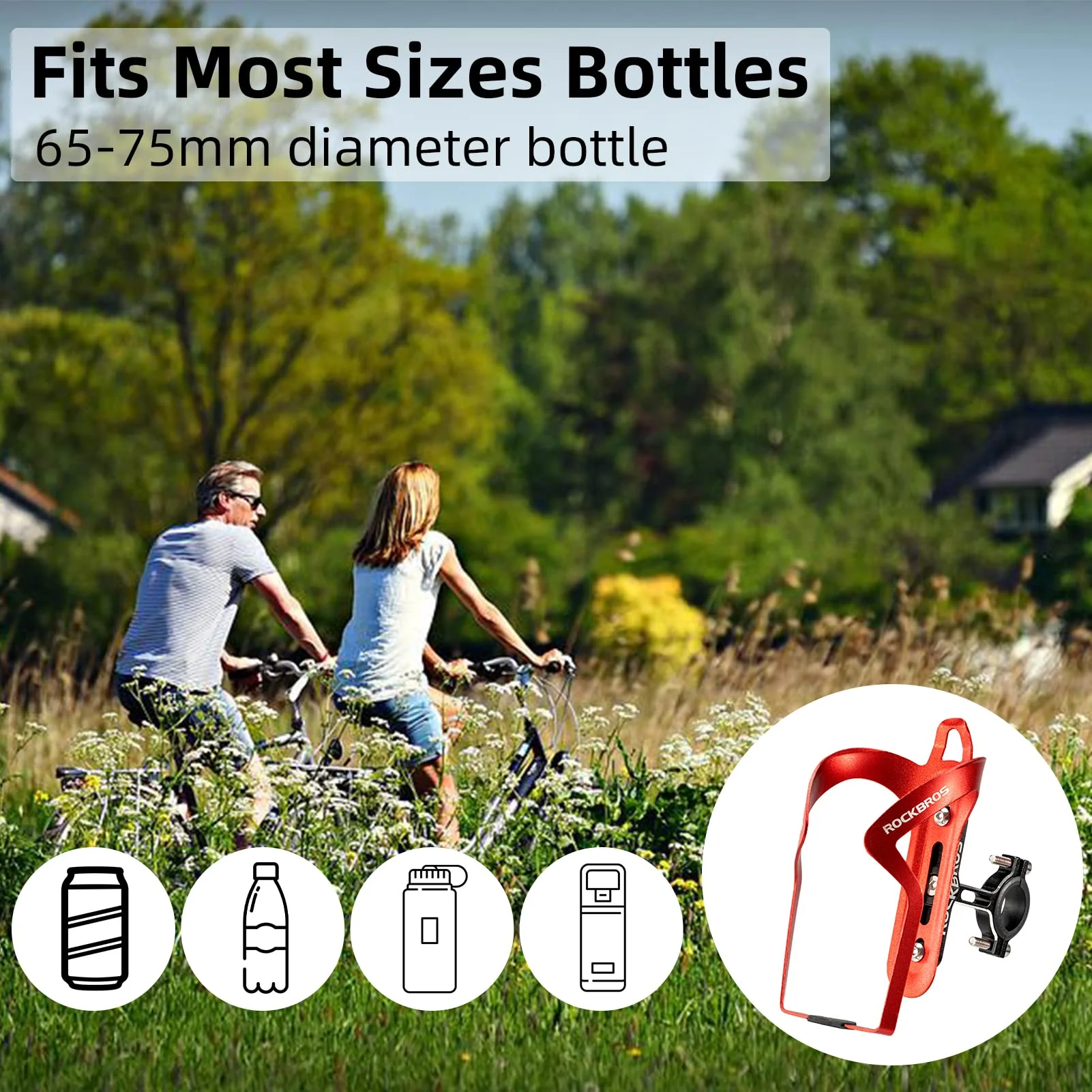 ROCKBROS 2-in-1 Bike Cup Holder Adjustable Bottle Cage for Handlebars & Seat Post - Image 10