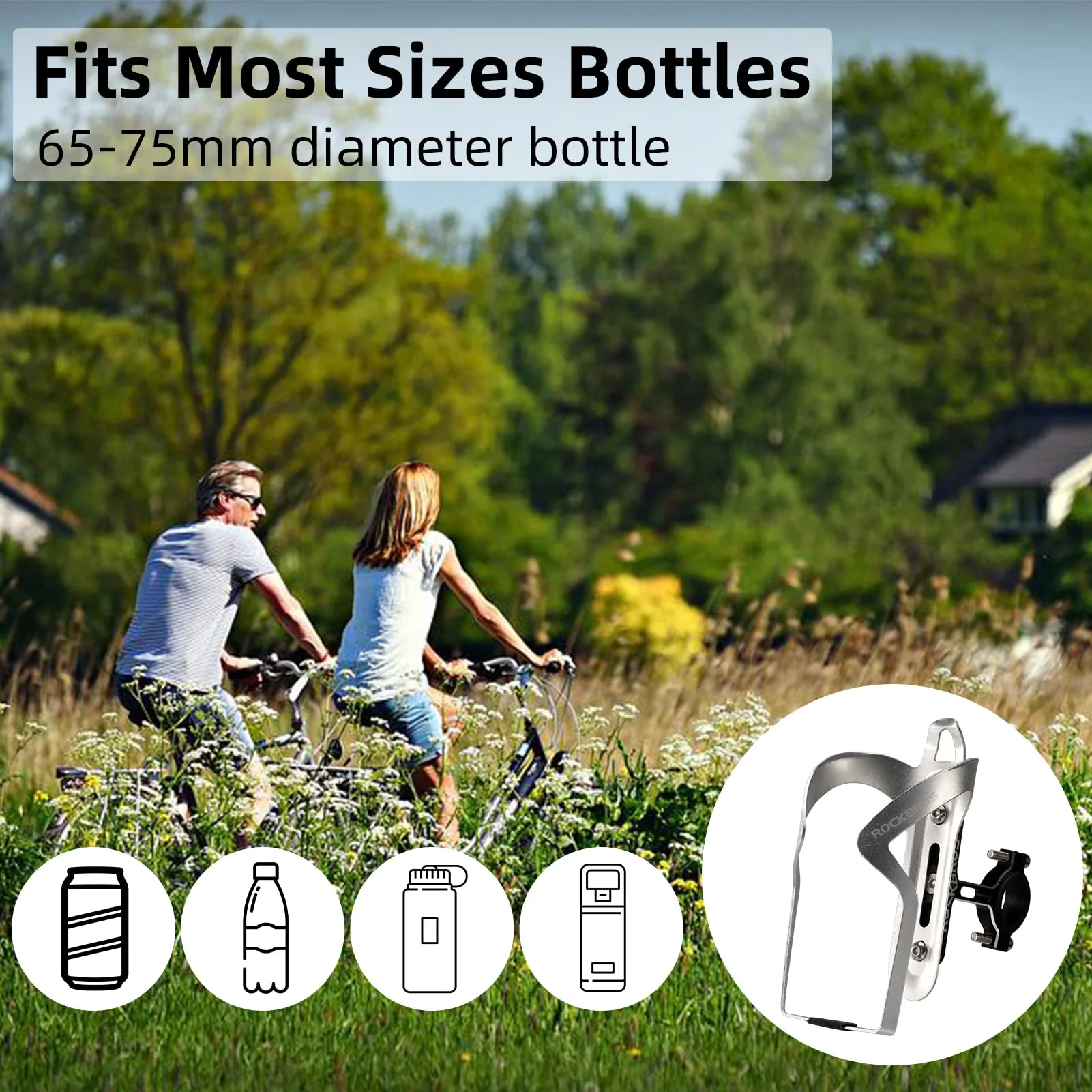 ROCKBROS 2-in-1 Bike Cup Holder Adjustable Bottle Cage for Handlebars & Seat Post - Image 16