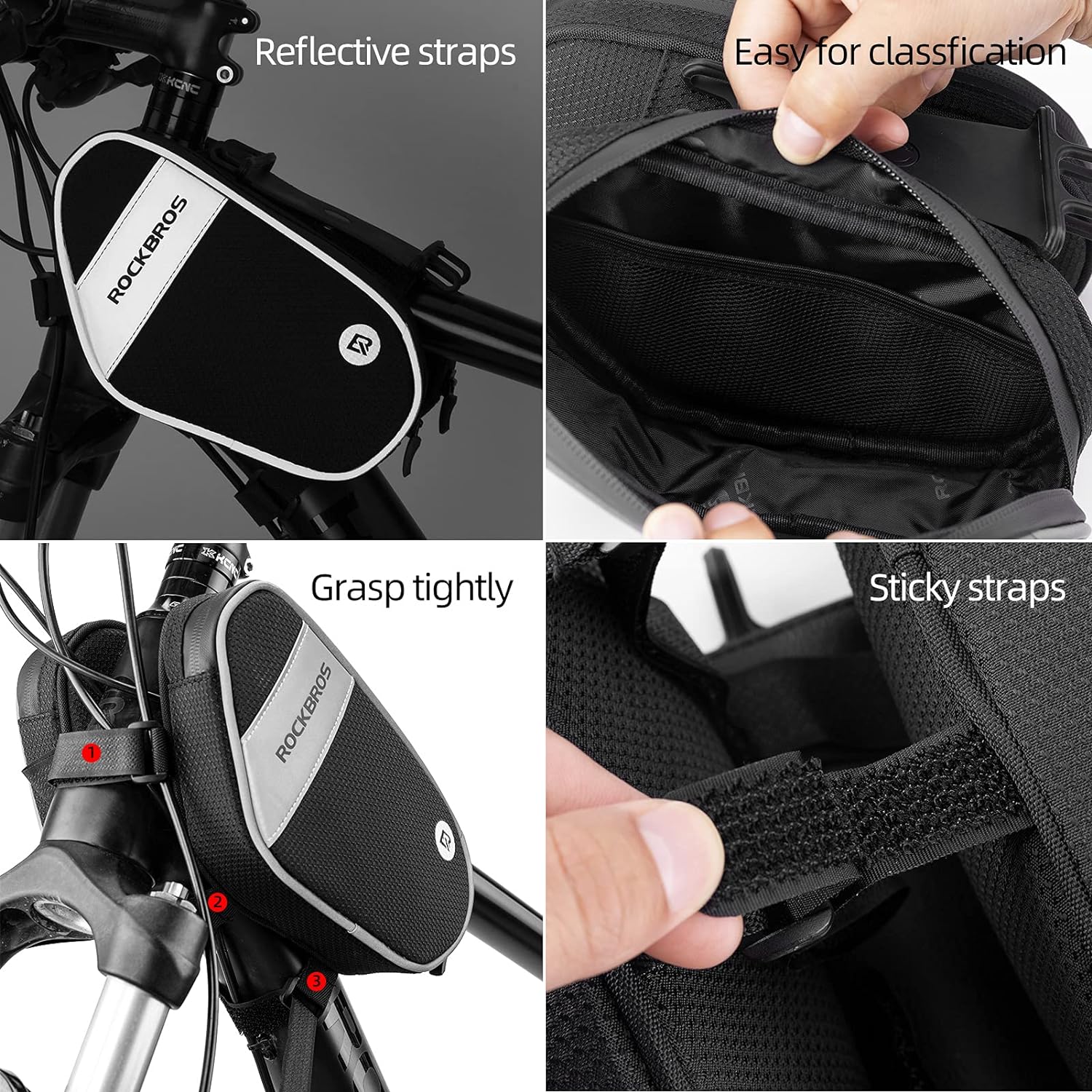 ROCKBROS Bike Front Frame Bag Top Tube Bike Phone Mount Bag Waterproof - Image 5