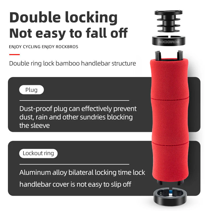 ROCKBROS Bike Grips Shock Absorption Foam Bike Handle Grips Soft Comfortable Non-Slip Double Locked on - Image 14