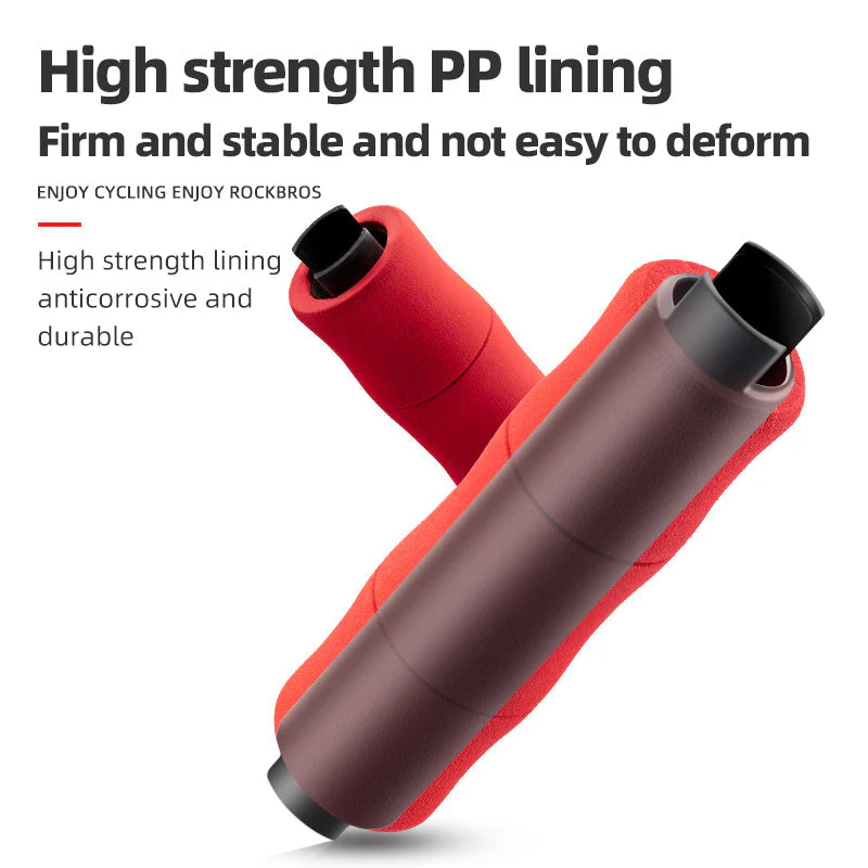 ROCKBROS Bike Grips Shock Absorption Foam Bike Handle Grips Soft Comfortable Non-Slip Double Locked on - Image 3