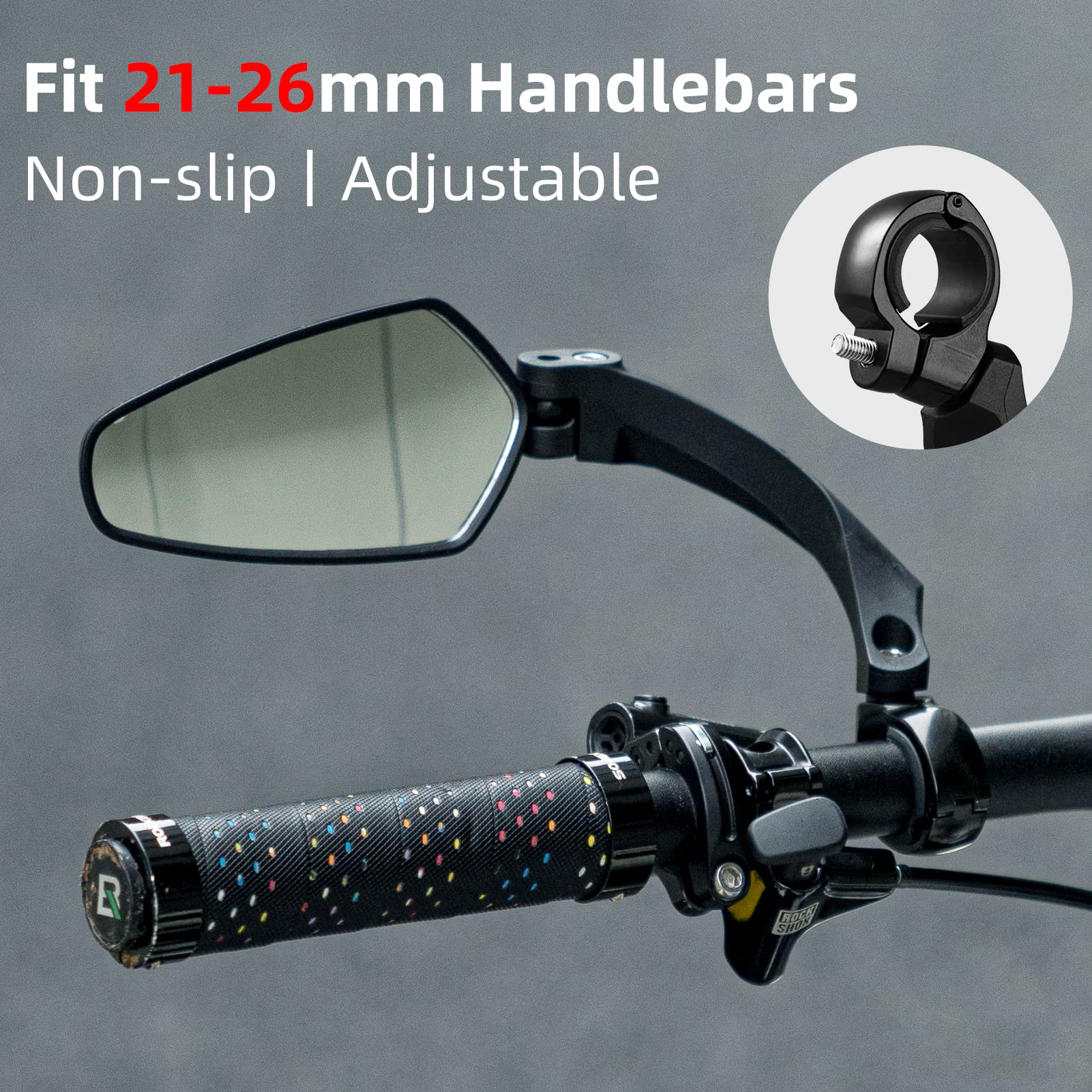 ROCKBROS Bike Handlebar Rear View Mirror with HD Anti-Glare Glass - Image 10