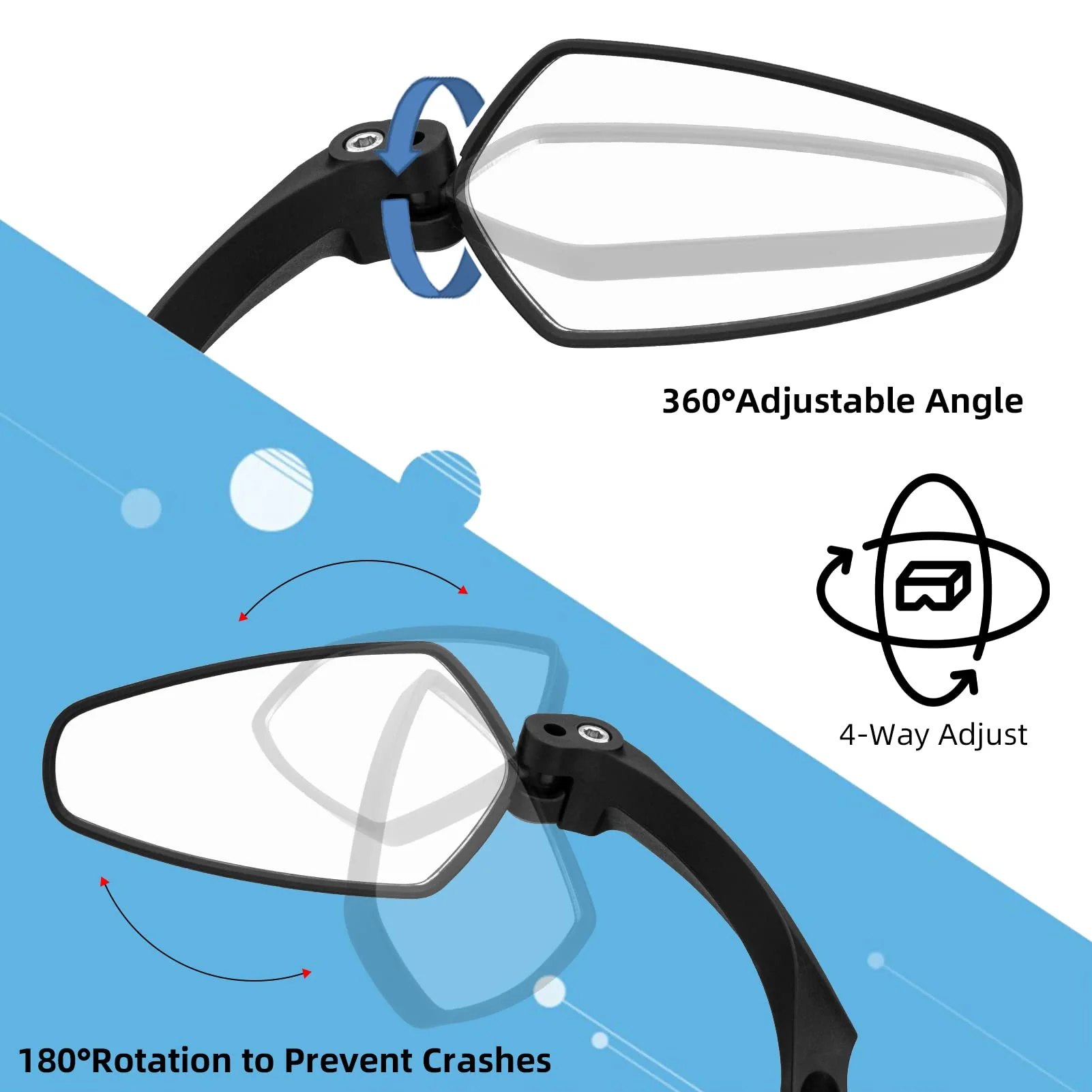 ROCKBROS Bike Handlebar Rear View Mirror with HD Anti-Glare Glass - Image 8