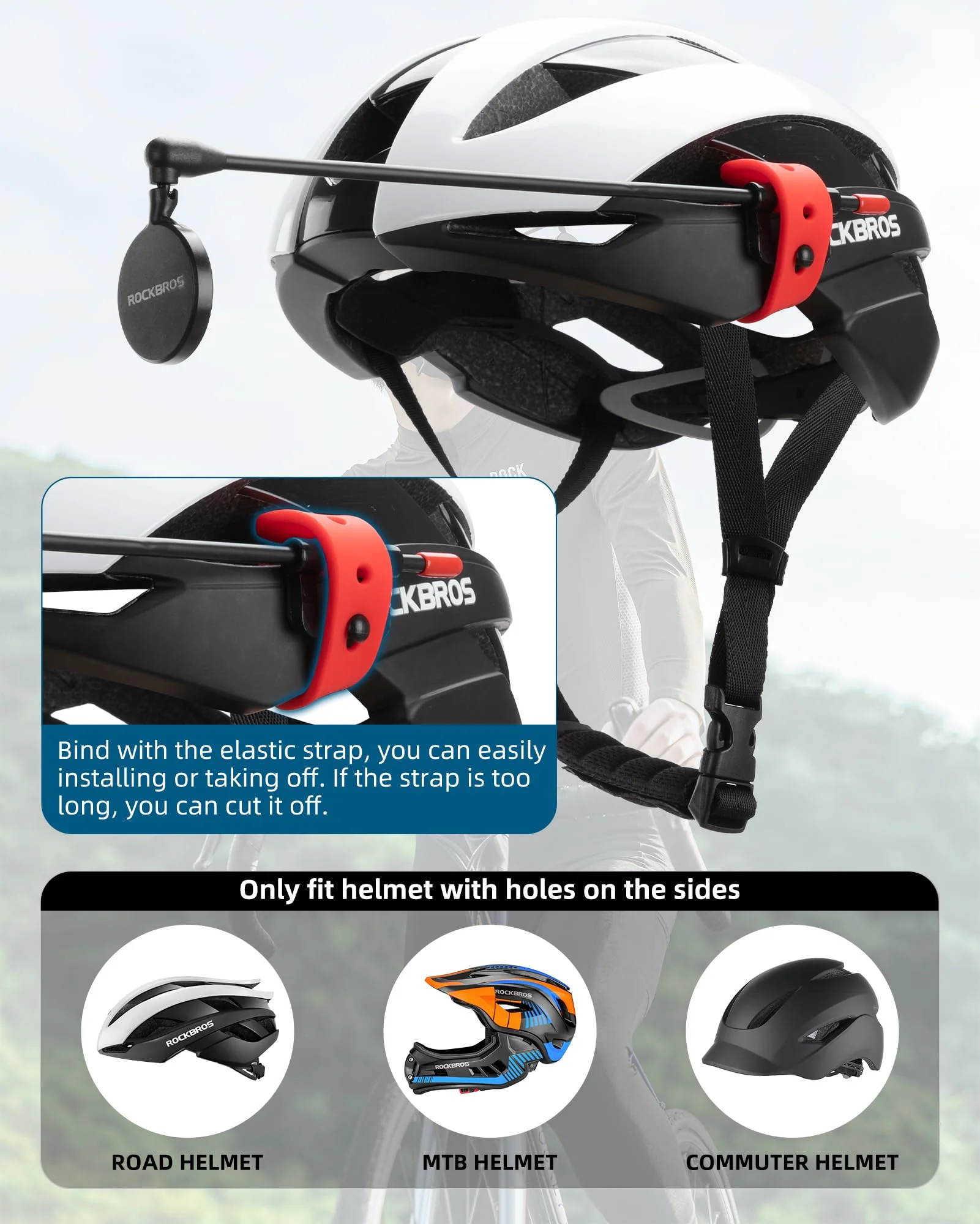 ROCKBROS Bike Helmet Mirror Detachable Fixing Way ycling Mirror - Image 3