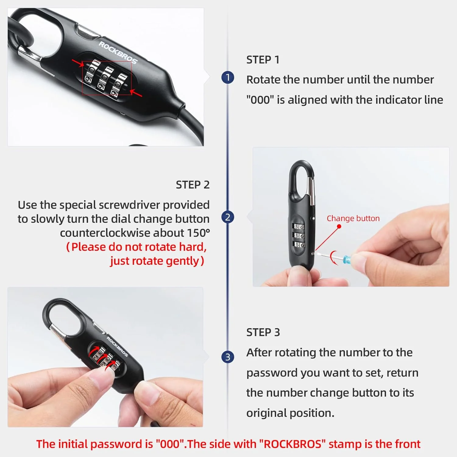 ROCKBROS Bike Lock Cable Combination Bicycle Lock - 6FT Long, Portable, Anti-Theft - Image 13
