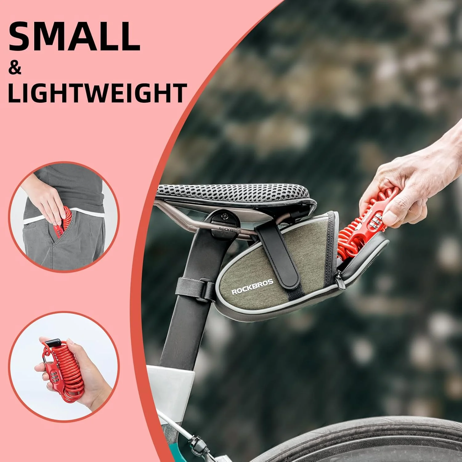 ROCKBROS Bike Lock Cable Combination Bicycle Lock - 6FT Long, Portable, Anti-Theft - Image 5