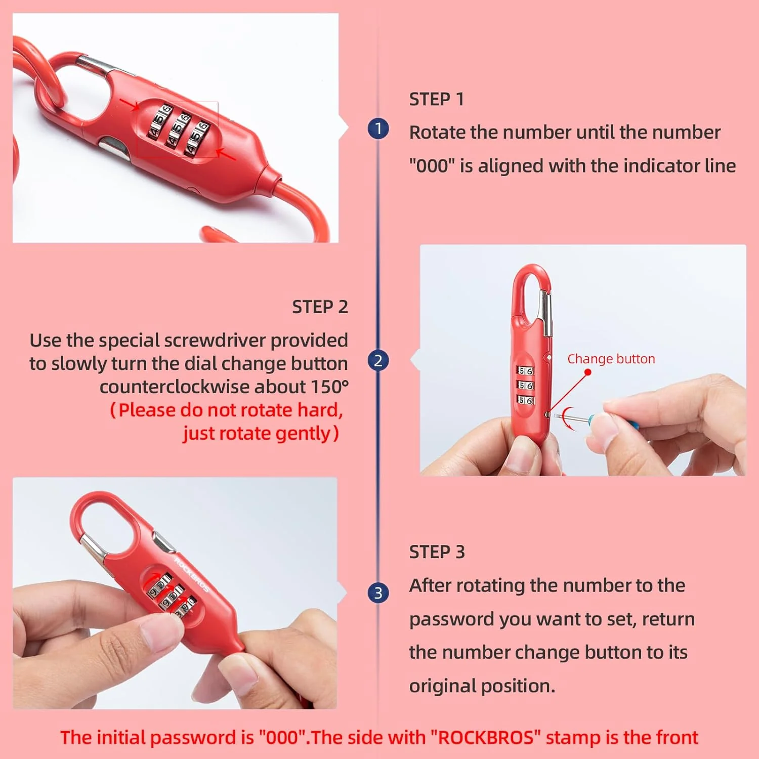 ROCKBROS Bike Lock Cable Combination Bicycle Lock - 6FT Long, Portable, Anti-Theft - Image 7