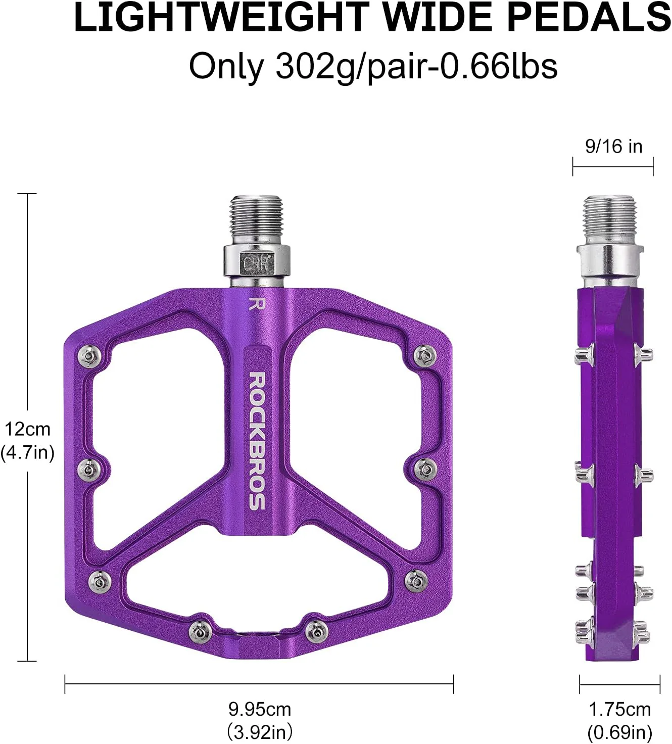 ROCKBROS Bike Pedals Lightweight Aluminum Platform 9/16'' Sealed Bearing - Image 18