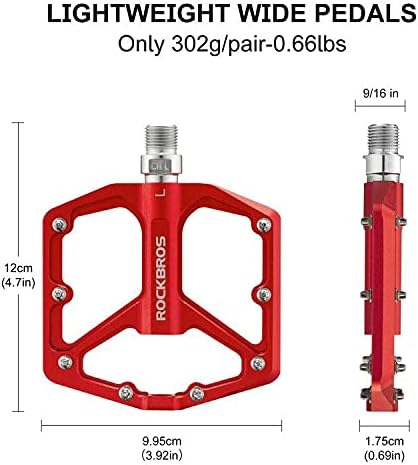 ROCKBROS Bike Pedals Lightweight Aluminum Platform 9/16'' Sealed Bearing - Image 24