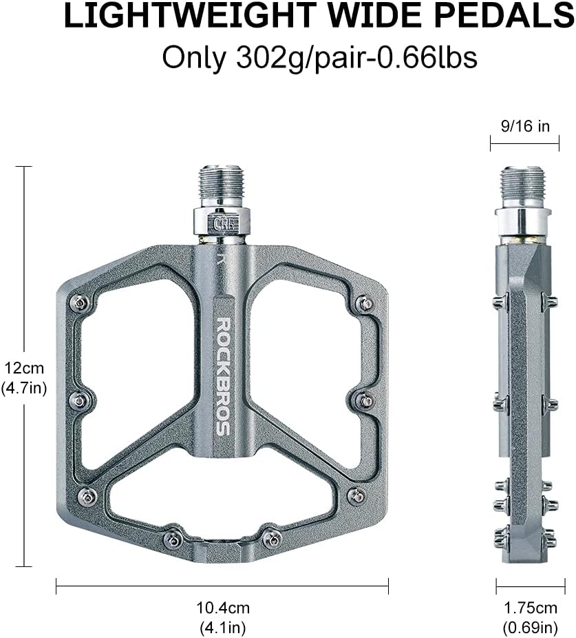ROCKBROS Bike Pedals Lightweight Aluminum Platform 9/16'' Sealed Bearing - Image 31