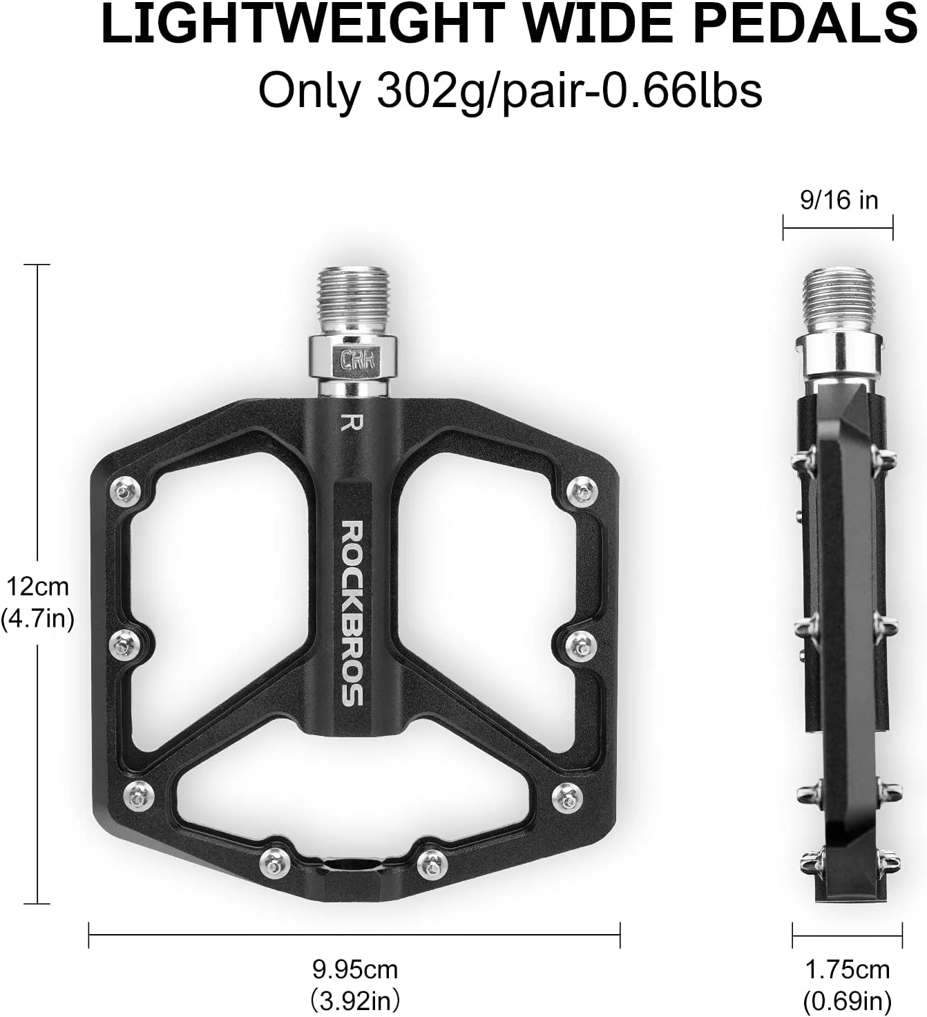 ROCKBROS Bike Pedals Lightweight Aluminum Platform 9/16'' Sealed Bearing - Image 8