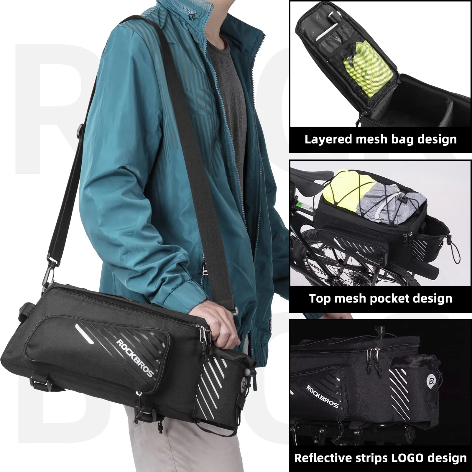 ROCKBROS Bike Rack Bag 13L Maximum Capacity - Image 5