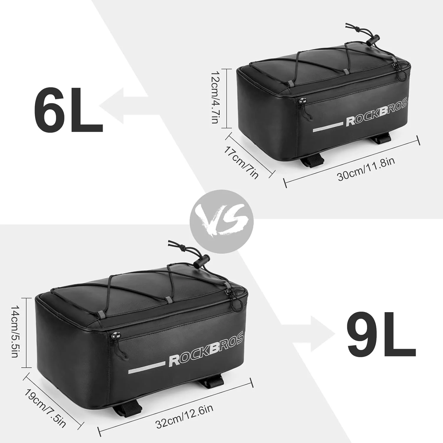 ROCKBROS Bike Rack Bag Saddle Pannier Bag Waterproof 6L or 9L - Image 6