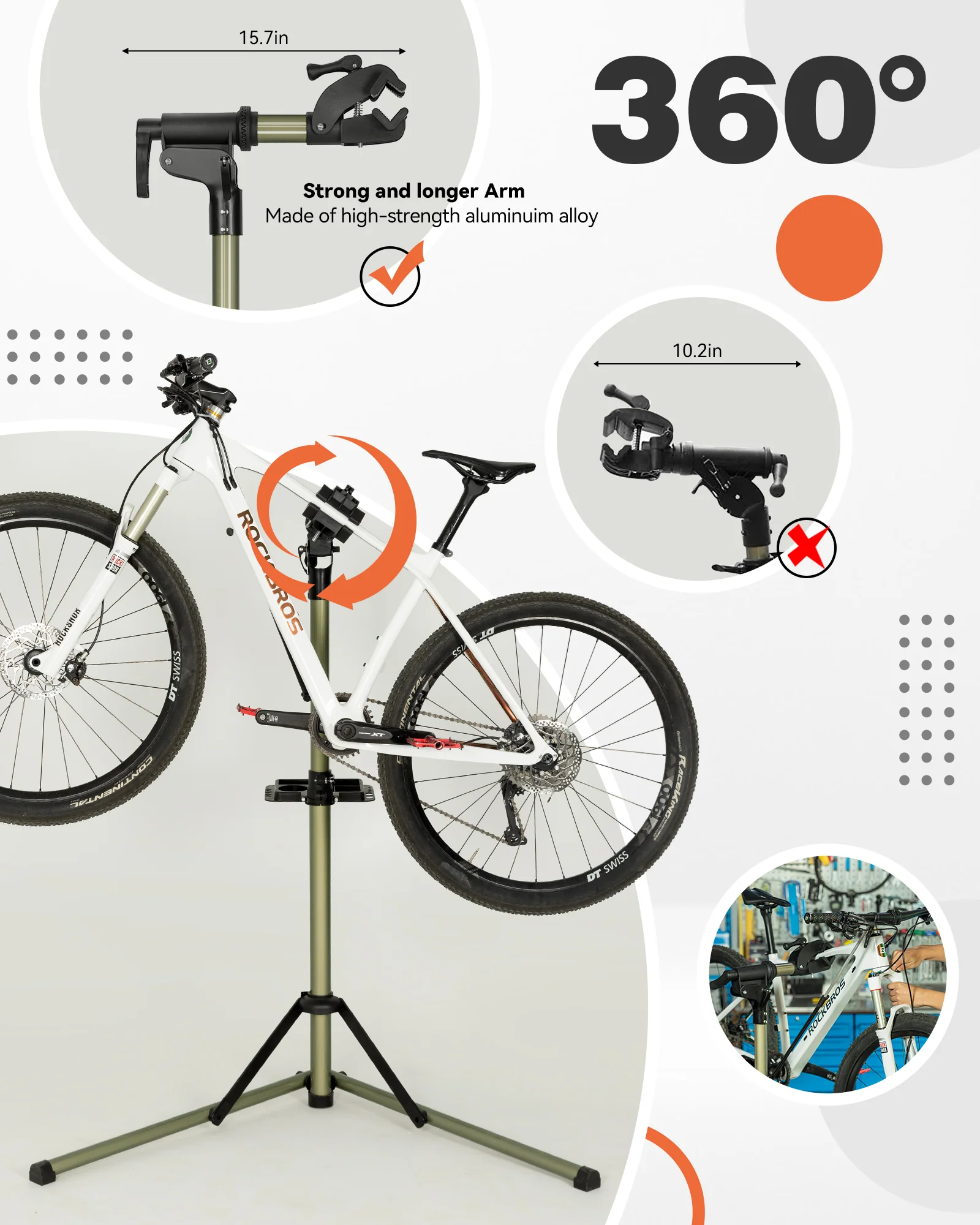 ROCKBROS Bike Repair Stand 65 lbs Capacity for Home Mechanic Maintenance - Image 5