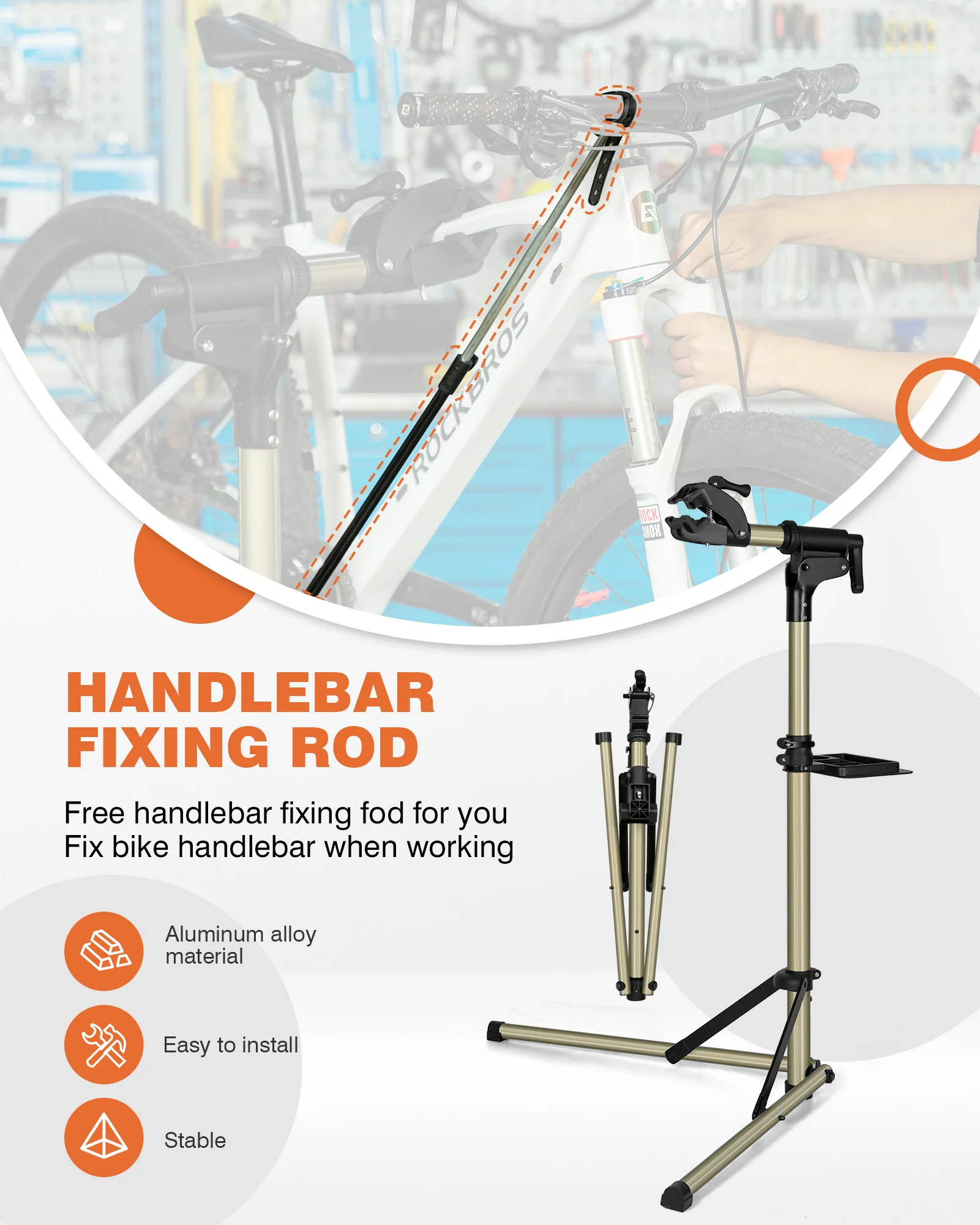 ROCKBROS Bike Repair Stand 65 lbs Capacity for Home Mechanic Maintenance - Image 6