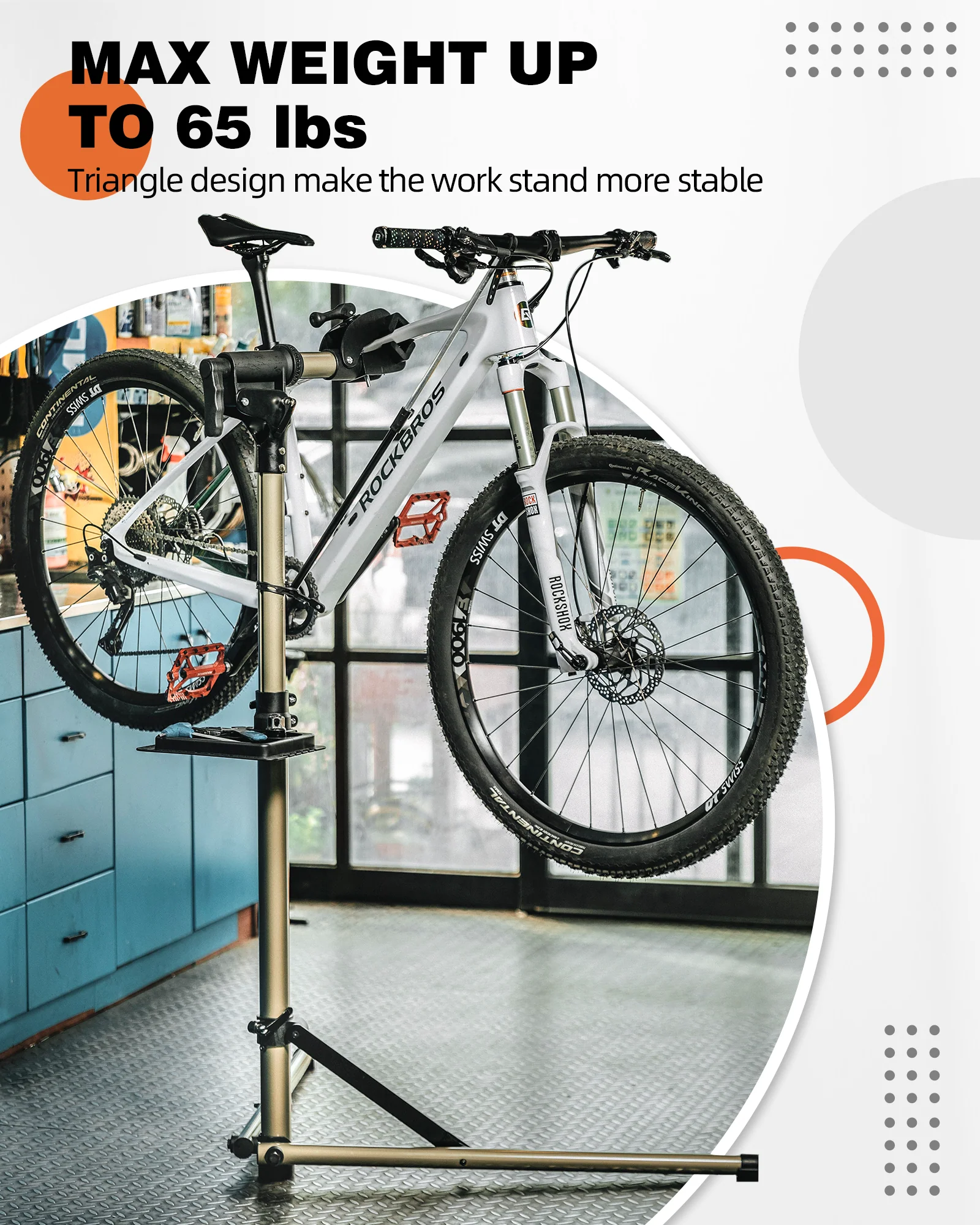 ROCKBROS Bike Repair Stand 65 lbs Capacity for Home Mechanic Maintenance - Image 7