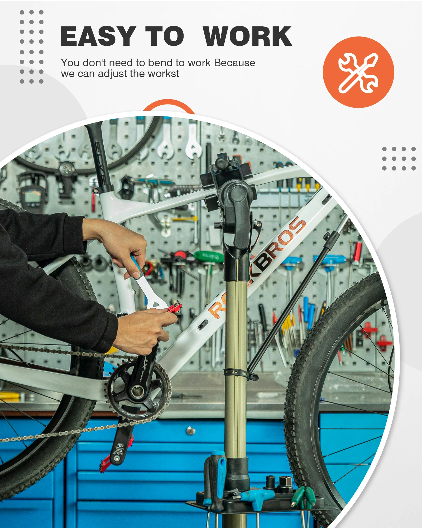 ROCKBROS Bike Repair Stand 65 lbs Capacity for Home Mechanic Maintenance - Image 8