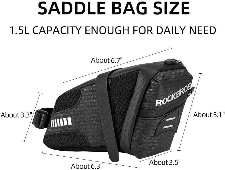 ROCKBROS Bike Saddle Bag  Under Seat 1.5L Cycling Accessories Storage Pouch - Image 4