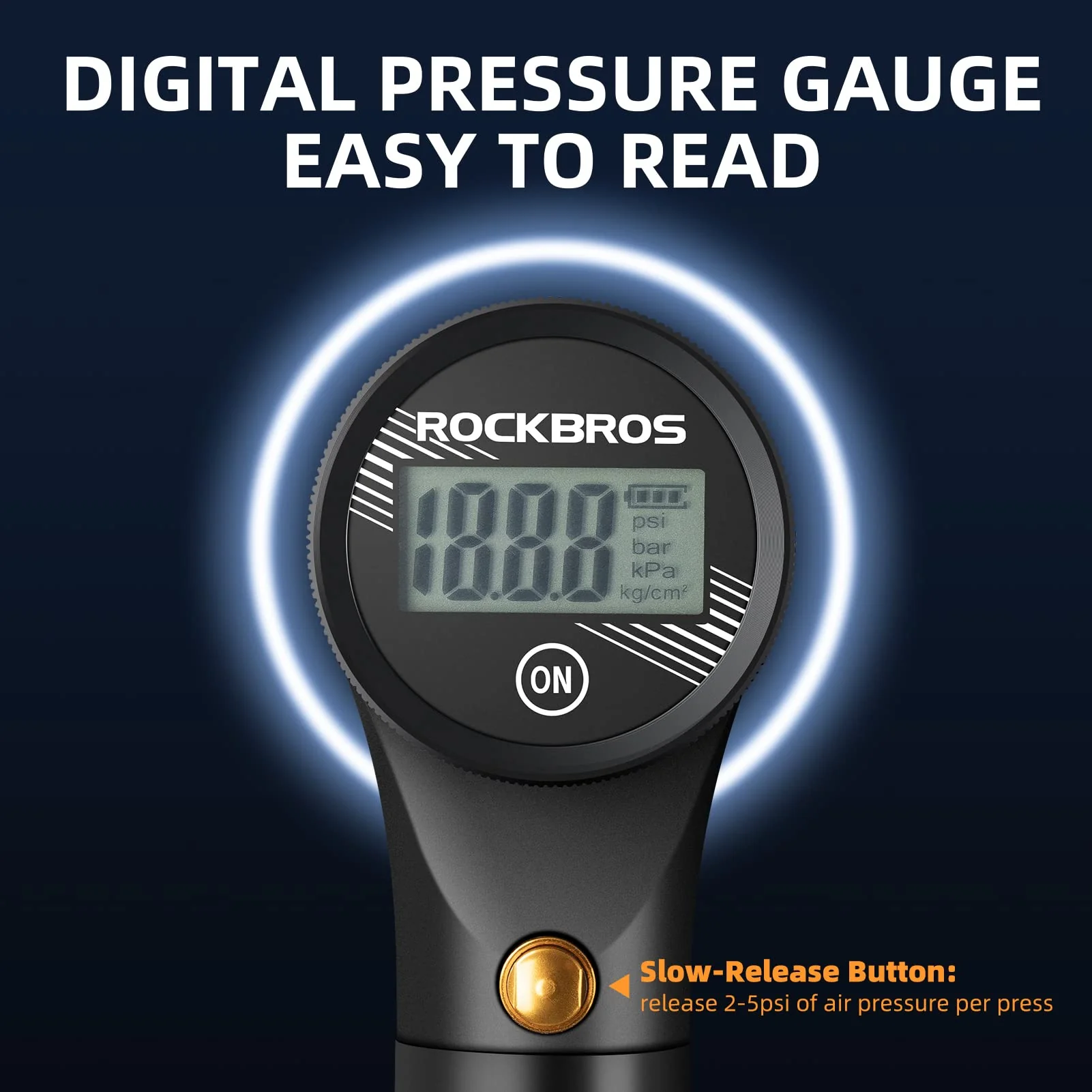 ROCKBROS Bike Tire Shock Mini Pump 320PSI High Pressure - Image 4