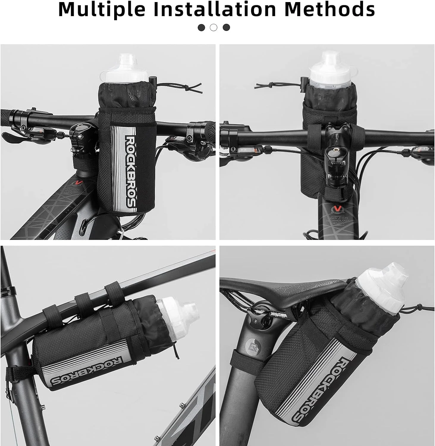 ROCKBROS Bike Water Bottle Holder Bag Handlebar Stem Bag - Image 7