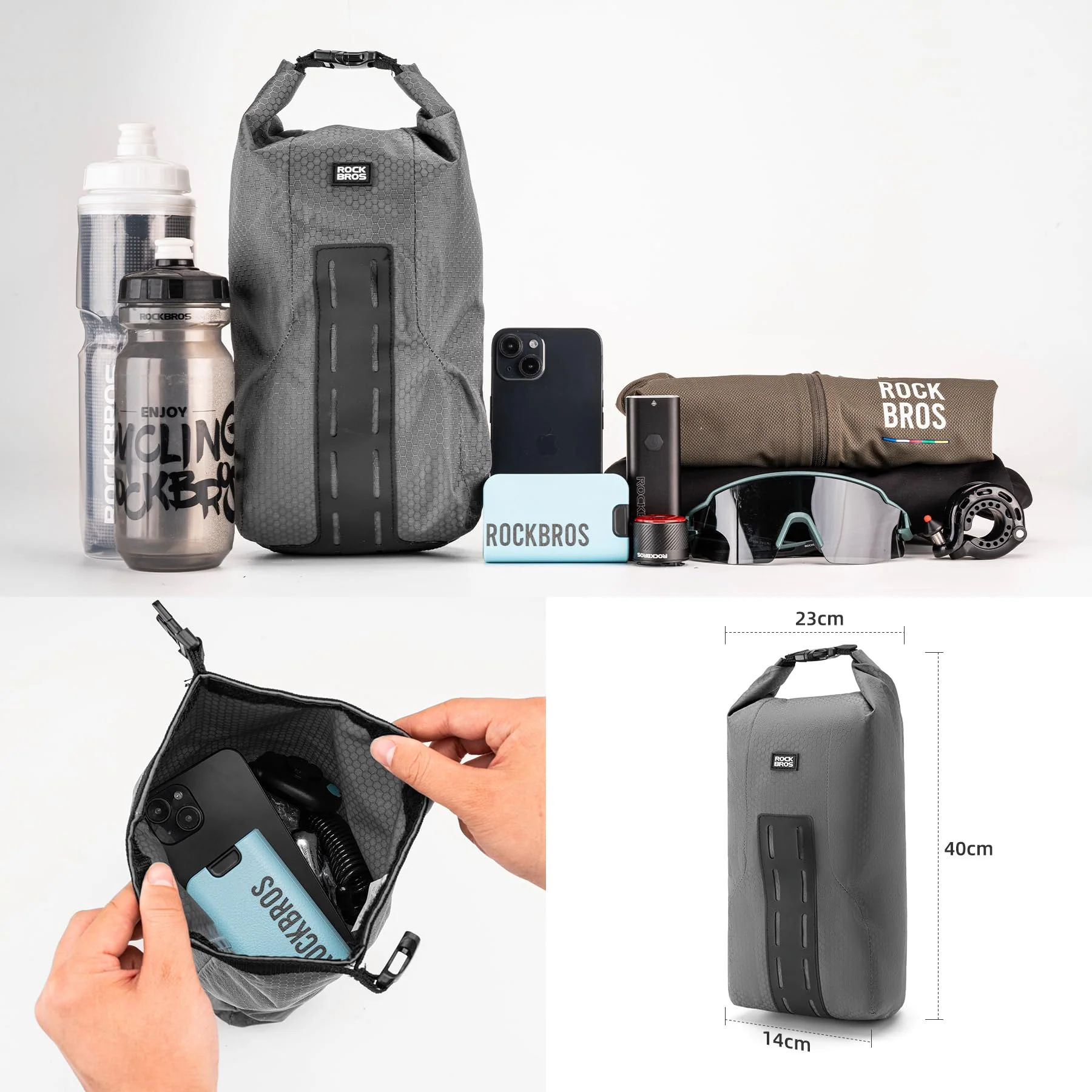 ROCKBROS Bike Waterproof 4L Front Fork Bag with Bike Rack - Image 4