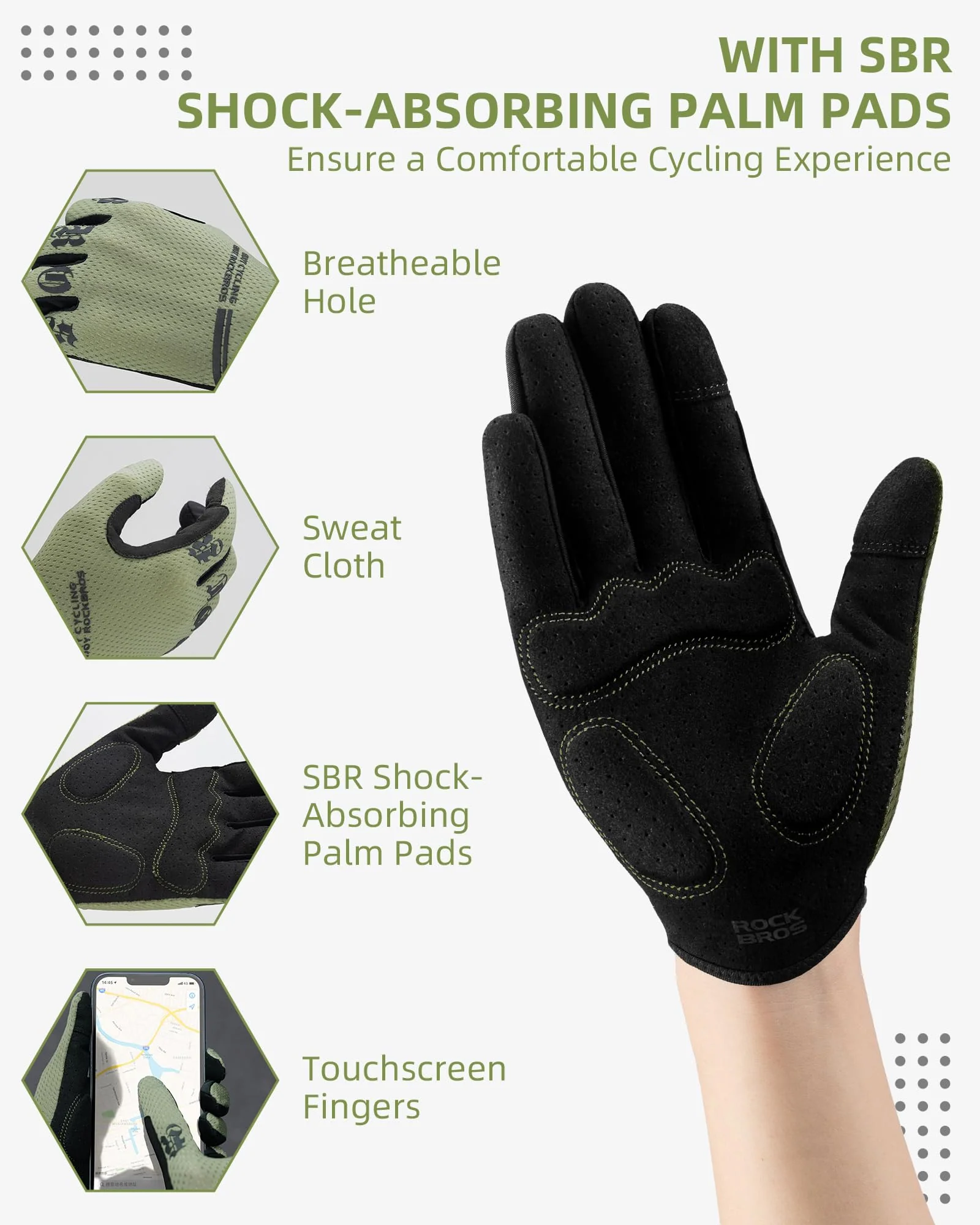 ROCKBROS Breathable Cycling Gloves for Men - Touchscreen MTB Gloves - Image 9
