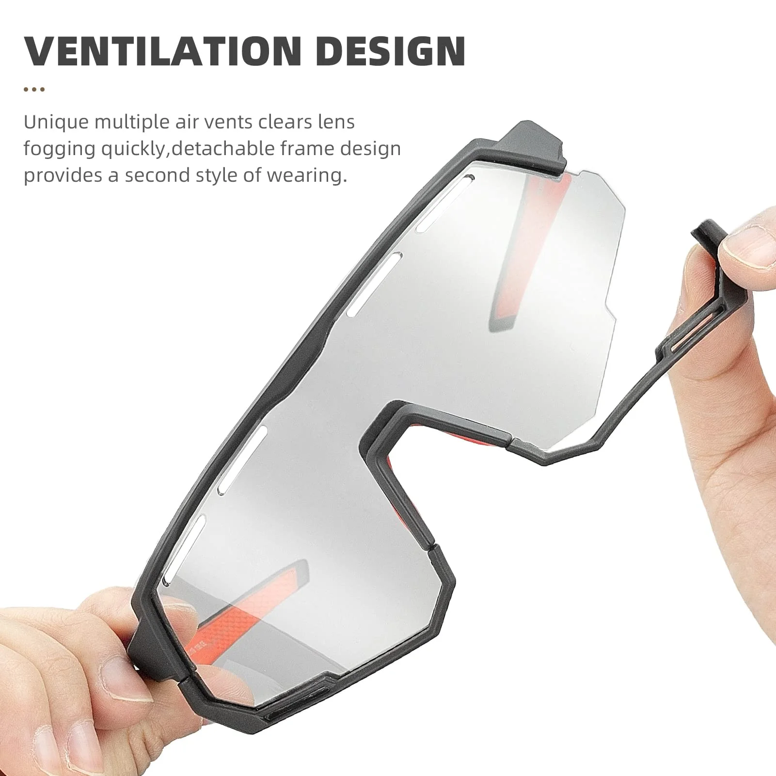 ROCKBROS Cycling Glasses Polarized Photochromic Goggles 2 Lens - Image 5