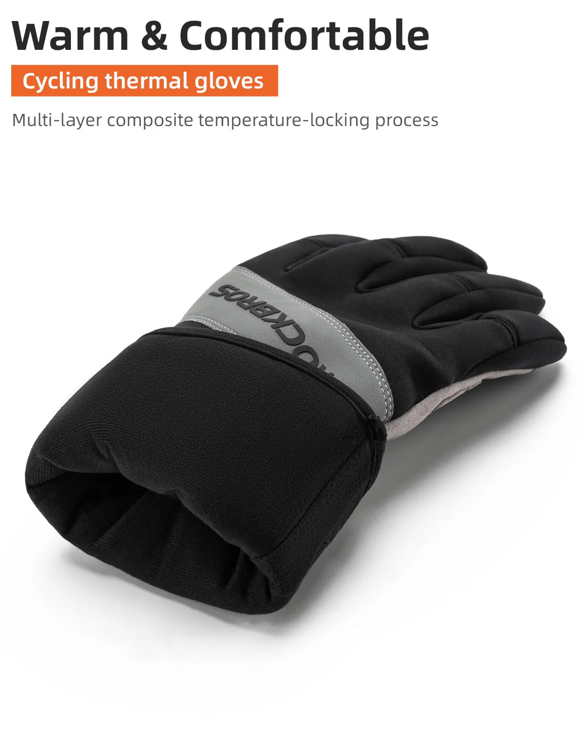 ROCKBROS Cycling Winter Bike Windproof Thermal Gloves with Touchscreen Fingers - Image 3