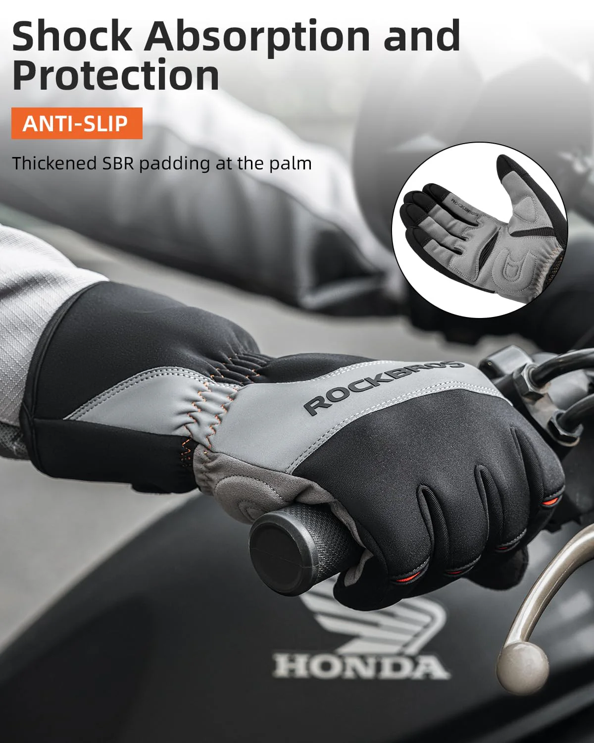 ROCKBROS Cycling Winter Bike Windproof Thermal Gloves with Touchscreen Fingers - Image 5