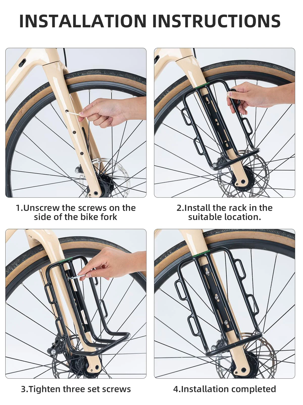 ROCKBROS Front Bike Rack Aluminum Alloy Luggage Touring Carrier Racks 6.6lbs - Image 3
