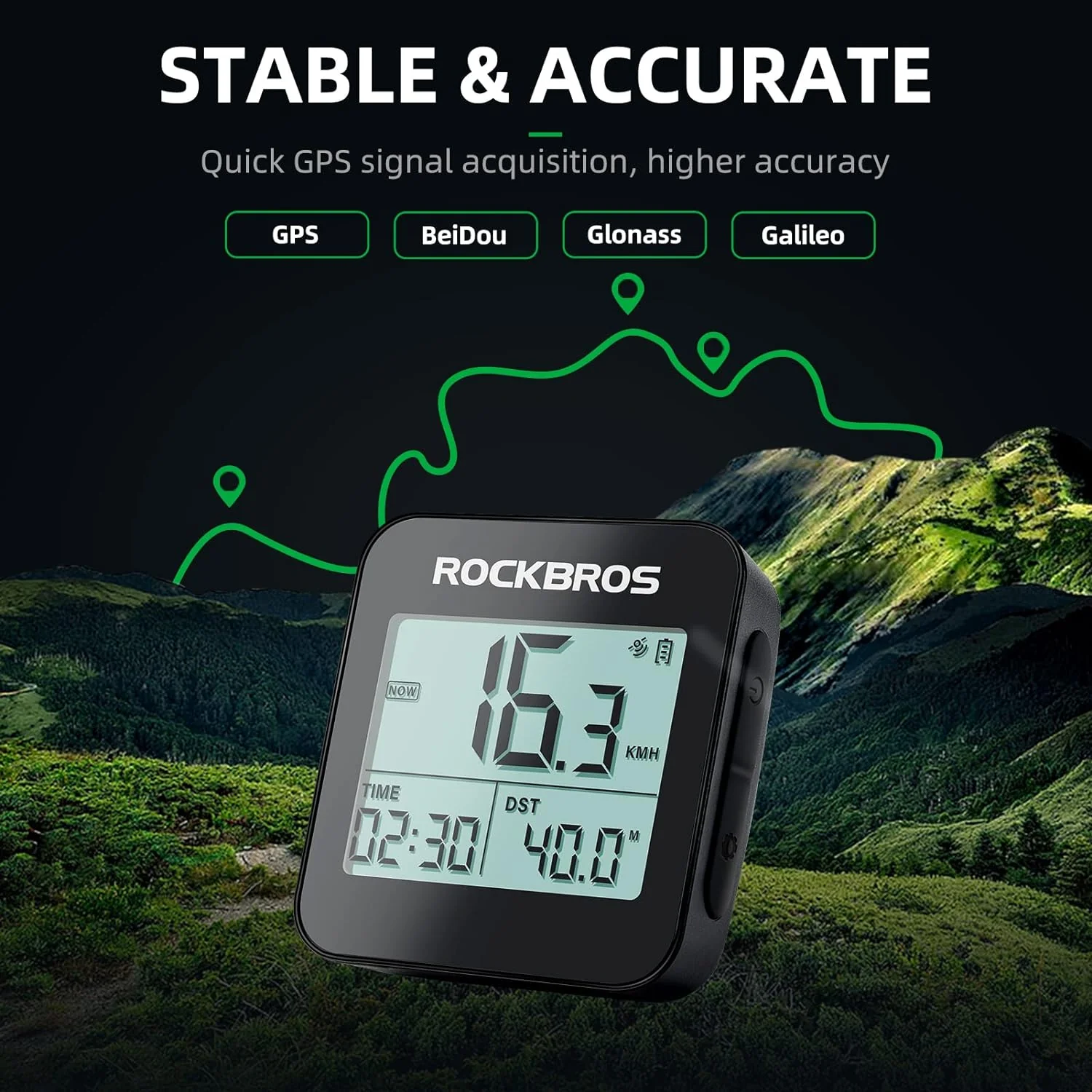 ROCKBROS GPS Bike Computer Accurate Wireless Speedometer with Backlight - Image 6