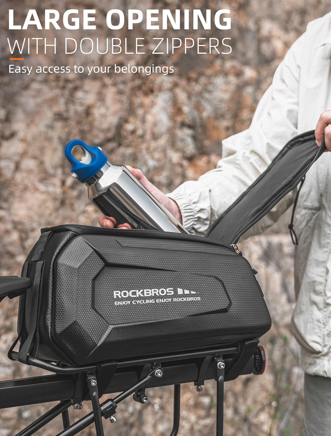 ROCKBROS Hard Shell Bike Rack Bag Waterproof 9L Capacity with Shoulder Strap - Image 5