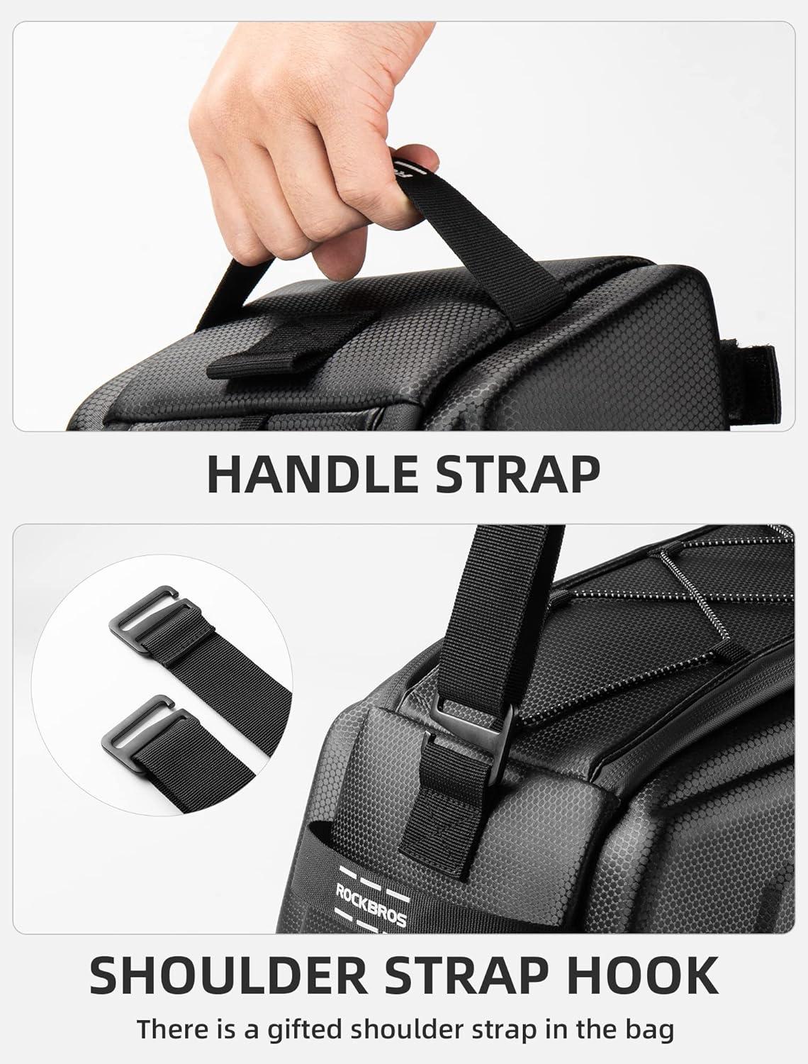 ROCKBROS Hard Shell Bike Rack Bag Waterproof 9L Capacity with Shoulder Strap - Image 6