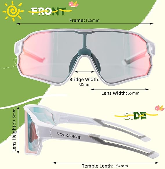 ROCKBROS Kids Photochromic Sports Sunglasses For Kids Ages 8 to 14 - Image 11