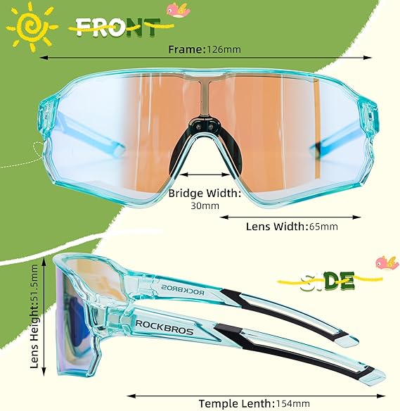 ROCKBROS Kids Photochromic Sports Sunglasses For Kids Ages 8 to 14 - Image 17