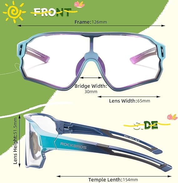 ROCKBROS Kids Photochromic Sports Sunglasses For Kids Ages 8 to 14 - Image 5