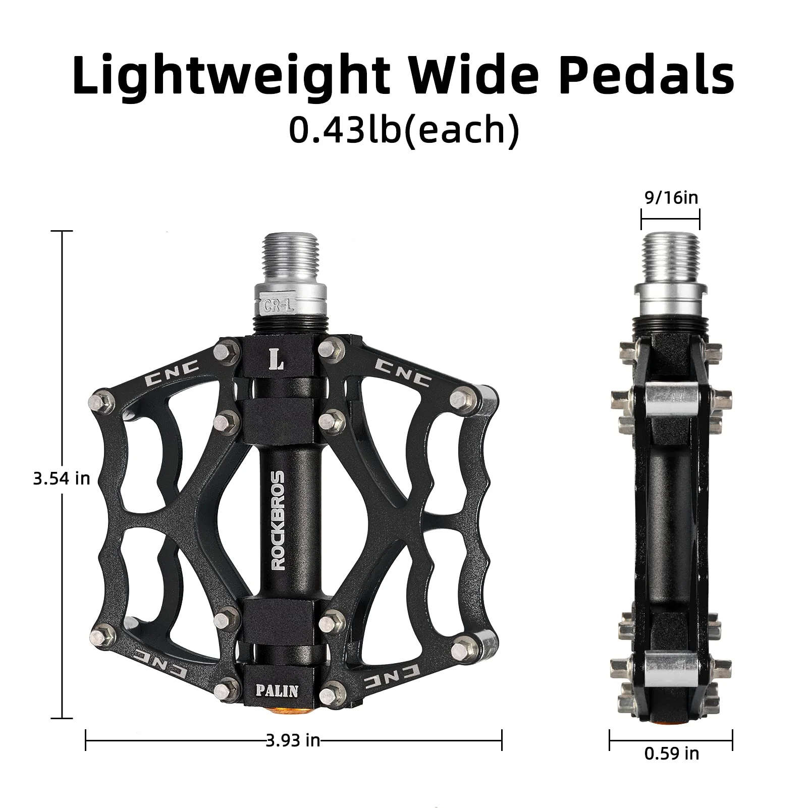 ROCKBROS Lightweight Aluminum Alloy Bike Pedals with Wide Platform Grip - Image 11